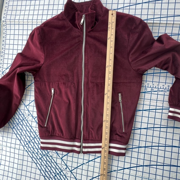 ZARA MENS Deep Maroon Mircofiber Suede Zip Up Jacket RETRO Y2K JAMIROQUAI Size S - Picture 5 of 12